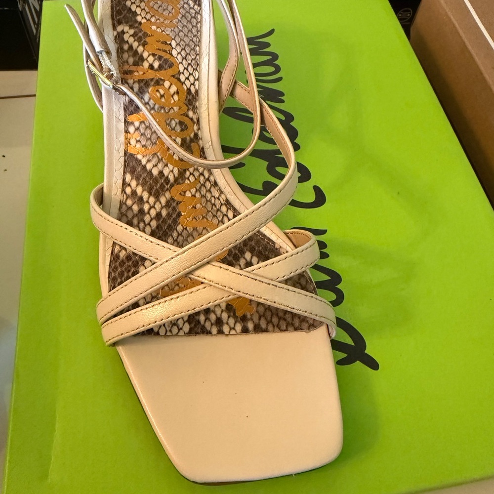 Sam Edelman Tan and Cream Strappy Sandals